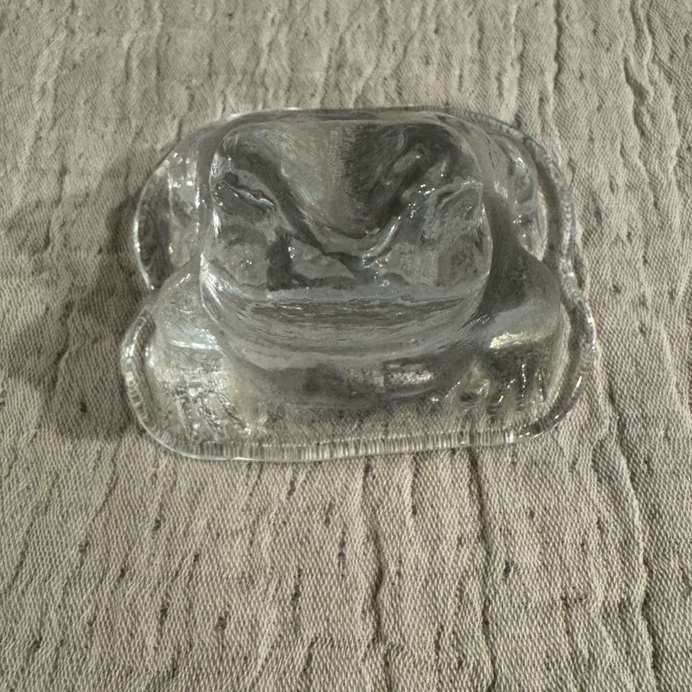 Viking Clear Glass Frog Paperweight